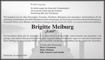 Traueranzeige von Brigitte Meiburg ,,Gitti