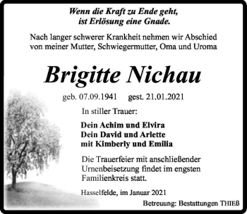 Traueranzeige von Brigitte Nichau  von Magdeburger Volksstimme