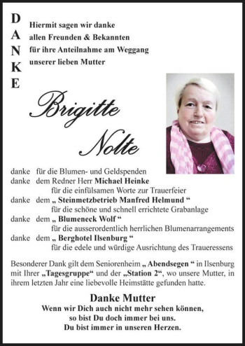 Traueranzeige von Brigitte Nolte  von Magdeburger Volksstimme