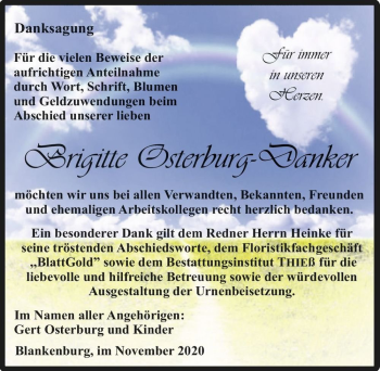 Traueranzeige von Brigitte Osterburg-Danker  von Magdeburger Volksstimme