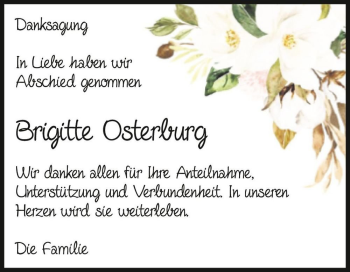 Traueranzeige von Brigitte Osterburg  von Magdeburger Volksstimme