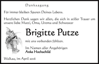 Traueranzeige von Brigitte Putze  von Magdeburger Volksstimme