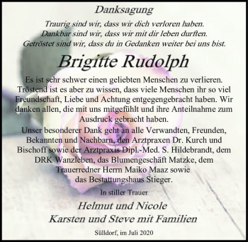 Traueranzeige von Brigitte Rudolph  von Magdeburger Volksstimme