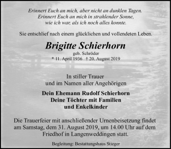 Traueranzeige von Brigitte Schierhorn (geb. Schröder)  von Magdeburger Volksstimme