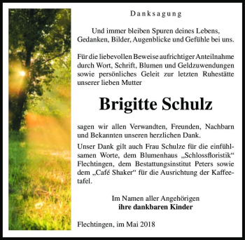 Traueranzeige von Brigitte Schulz  von Magdeburger Volksstimme