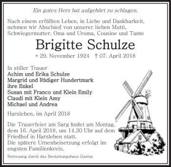 Traueranzeige von Brigitte Schulze  von Magdeburger Volksstimme