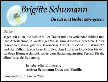 Traueranzeige von Brigitte Schumann  von Magdeburger Volksstimme