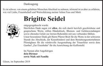 Traueranzeige von Brigitte Seidel  von Magdeburger Volksstimme