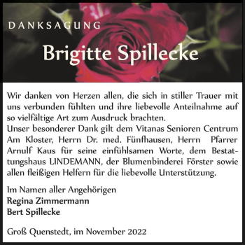 Traueranzeige von Brigitte Spillecke  von Magdeburger Volksstimme