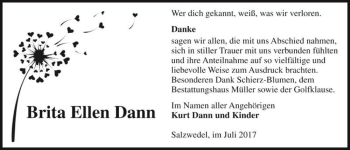 Traueranzeige von Brita Ellen Dann  von Magdeburger Volksstimme