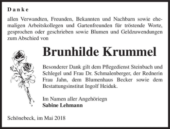 Traueranzeige von Brunhilde Krummel  von Magdeburger Volksstimme