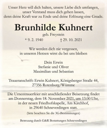 Traueranzeige von Brunhilde Kuhnert (geb. Freystein)  von Magdeburger Volksstimme
