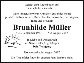 Traueranzeige von Brunhilde Müller  von Magdeburger Volksstimme