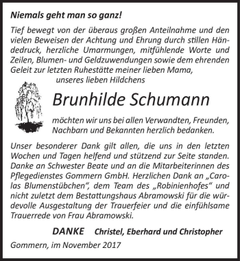 Traueranzeige von Brunhilde Schumann  von Magdeburger Volksstimme