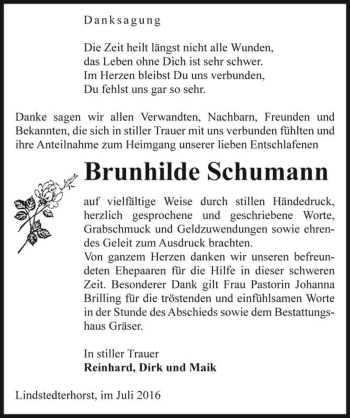 Traueranzeige von Brunhilde Schumann  von Magdeburger Volksstimme