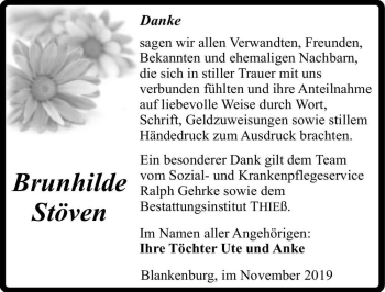Traueranzeige von Brunhilde Stöven  von Magdeburger Volksstimme