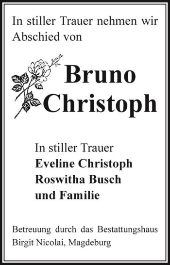 Traueranzeige von Bruno Christoph  von Magdeburger Volksstimme