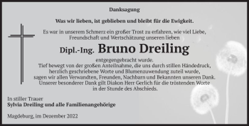 Traueranzeige von Bruno Dreiling  von Magdeburger Volksstimme