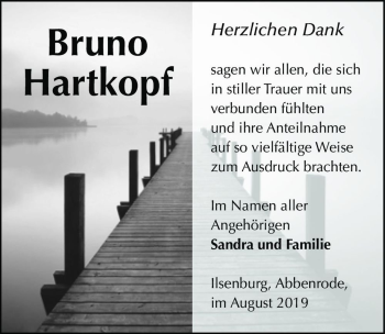 Traueranzeige von Bruno Hartkopf  von Magdeburger Volksstimme