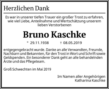 Traueranzeige von Bruno Kaschke  von Magdeburger Volksstimme