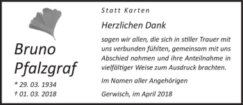Traueranzeige von Bruno Pfalzgraf  von Magdeburger Volksstimme