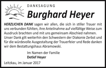 Traueranzeige von Burghard Heyer  von Magdeburger Volksstimme