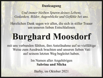 Traueranzeige von Burghard Moosdorf  von Magdeburger Volksstimme