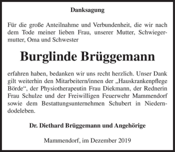 Traueranzeige von Burglinde Brüggemann  von Magdeburger Volksstimme