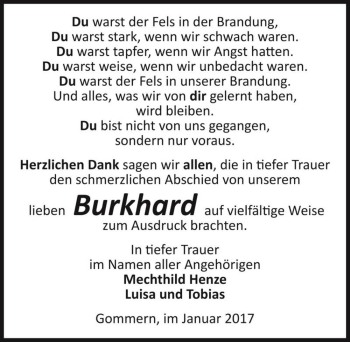 Traueranzeige von Burkhard  von Magdeburger Volksstimme