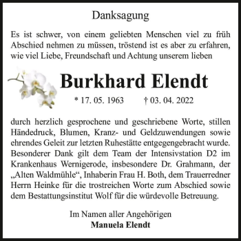 Traueranzeige von Burkhard Elendt  von Magdeburger Volksstimme