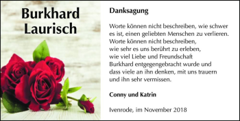 Traueranzeige von Burkhard Laurisch  von Magdeburger Volksstimme