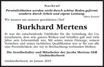 Traueranzeige von Burkhard Mertens  von Magdeburger Volksstimme