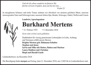 Traueranzeige von Burkhard Mertens  von Magdeburger Volksstimme