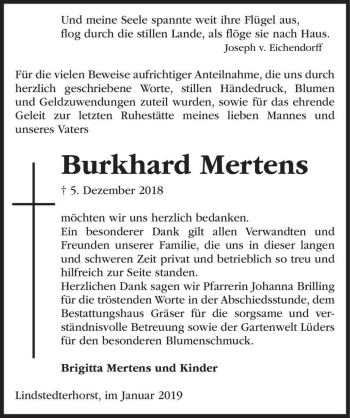 Traueranzeige von Burkhard Mertens  von Magdeburger Volksstimme