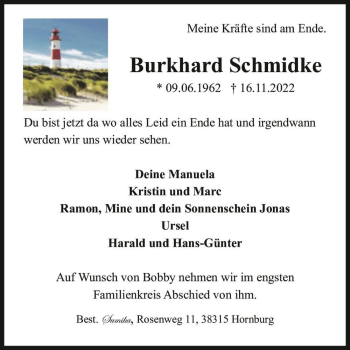 Traueranzeige von Burkhard Schmidke  von Magdeburger Volksstimme