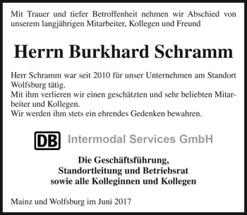 Traueranzeige von Burkhard Schramm  von Magdeburger Volksstimme