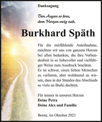Traueranzeige von Burkhard Späth  von Magdeburger Volksstimme