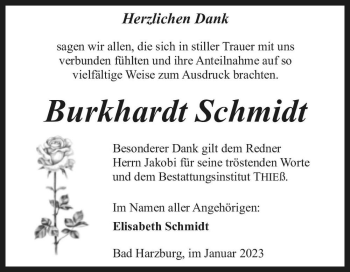 Traueranzeige von Burkhardt Schmidt  von Magdeburger Volksstimme