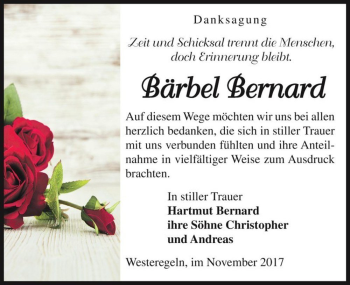 Traueranzeige von Bärbel Bernard  von Magdeburger Volksstimme