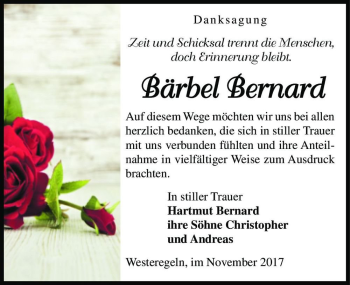 Traueranzeige von Bärbel Bernard  von Magdeburger Volksstimme
