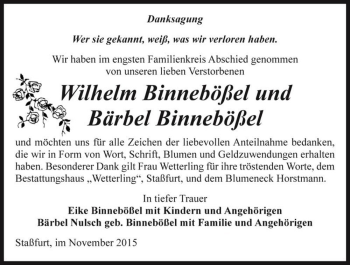 Traueranzeige von Bärbel Binnebößel, Bärbel Binnebößel  von Magdeburger Volksstimme