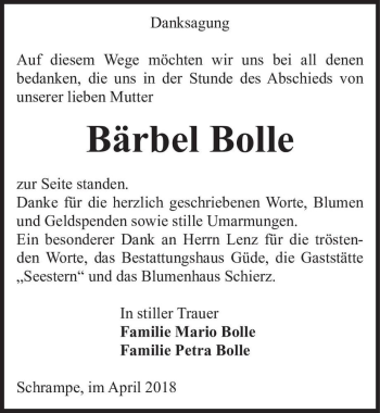 Traueranzeige von Bärbel Bolle  von Magdeburger Volksstimme