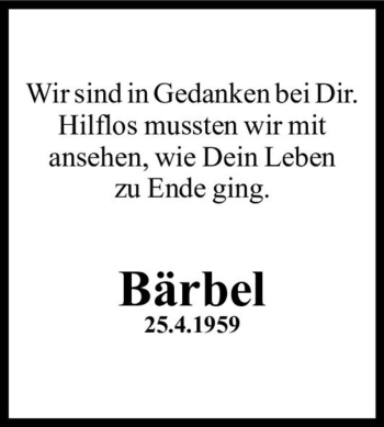 Traueranzeige von Bärbel Grambow  von Magdeburger Volksstimme