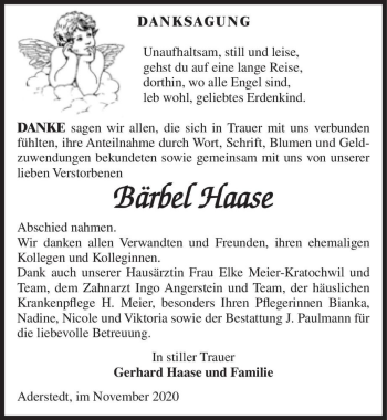 Traueranzeige von Bärbel Haase  von Magdeburger Volksstimme