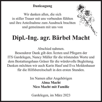 Traueranzeige von Bärbel Macht  von Magdeburger Volksstimme