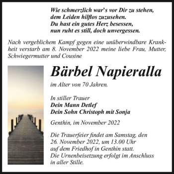 Traueranzeige von Bärbel Napieralla  von Magdeburger Volksstimme