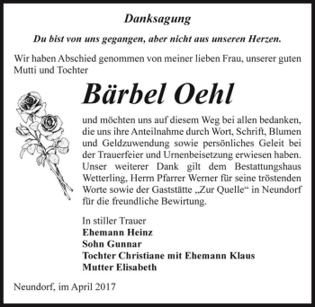 Traueranzeige von Bärbel Oehl  von Magdeburger Volksstimme