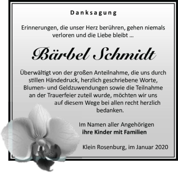 Traueranzeige von Bärbel Schmidt  von Magdeburger Volksstimme