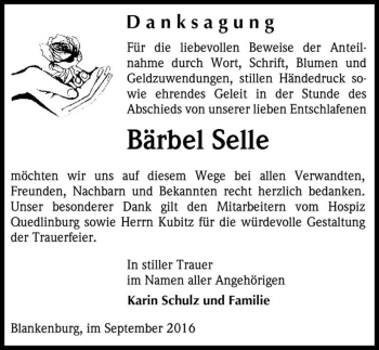 Traueranzeige von Bärbel Selle  von Magdeburger Volksstimme