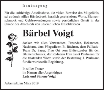 Traueranzeige von Bärbel Voigt  von Magdeburger Volksstimme